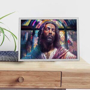 4x6 Jesus Stained Glass Religious‎ Christian Art Watercolor Oil Painting Print